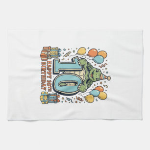 Paño De Cocina Diseño de fiesta vintage de cumpleaños 10 de tortu