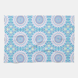 Paño De Cocina Diseño de flores de caleidoscopio púrpura, azul y 