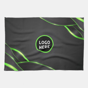Paño De Cocina Diseño de fluido abstracto negro y verde Agregar