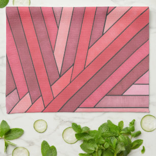 Paño De Cocina Diseño de franja geométrica roja pintada a mano