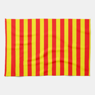 Paño De Cocina Diseño de franjas rojas y amarillas