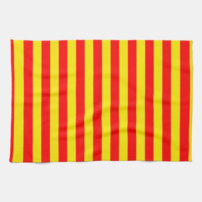 Paño De Cocina Diseño de franjas rojas y amarillas (Horizontal)