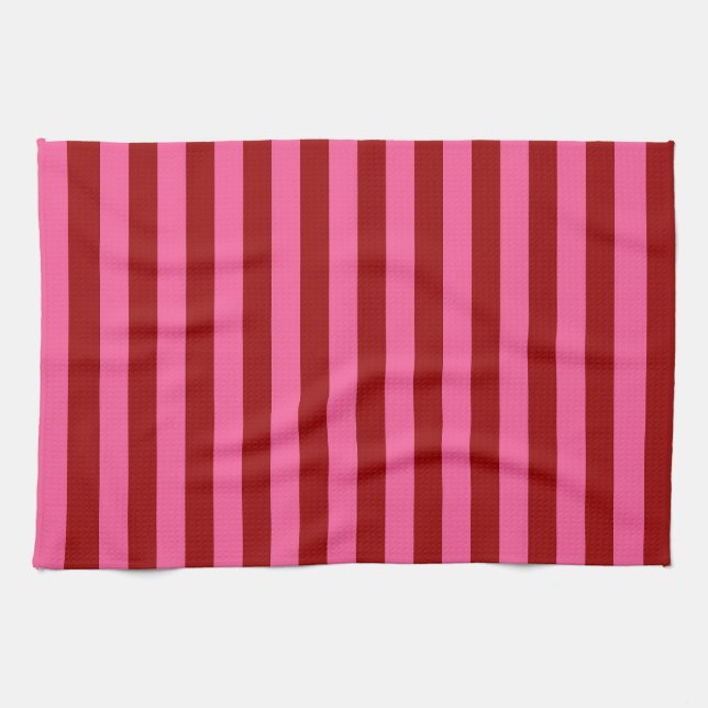 Paño De Cocina Diseño de franjas rosadas rojas maroon (Horizontal)