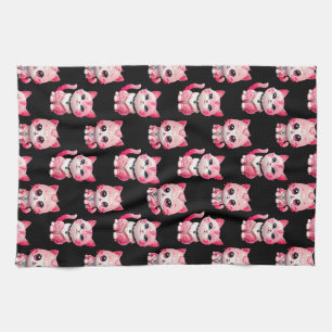 Paño De Cocina Diseño de gatos kawaii rosados