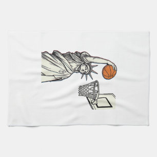 Paño De Cocina Diseño de grabado vintage de clavada de baloncesto