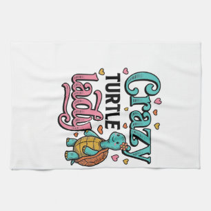 Paño De Cocina Diseño de grabado vintage de la loca señora tortug
