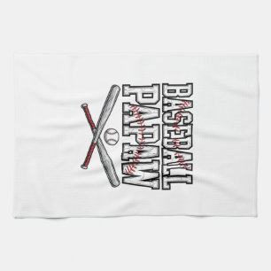 Paño De Cocina Diseño de grabado vintage de Papaw de béisbol_1