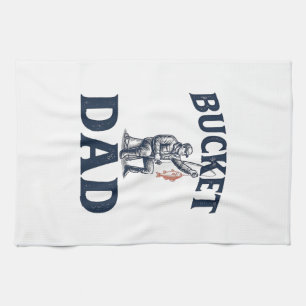 Paño De Cocina Diseño de grabado vintage de pesca de Bucket Dad_1