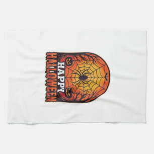 Paño De Cocina Diseño de grabado vintage de telaraña de Halloween