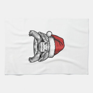 Paño De Cocina Diseño de grabado vintage de tortuga de Navidad so