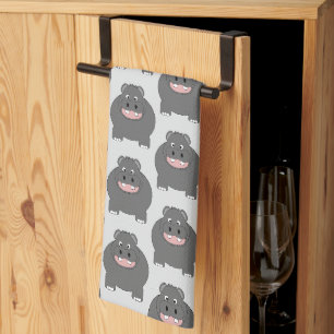 Paño De Cocina Diseño de hipopótamo con fondo de cualquier color