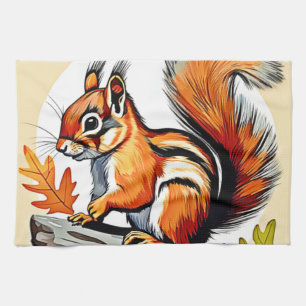 Paño De Cocina Diseño de la ardilla otoñal