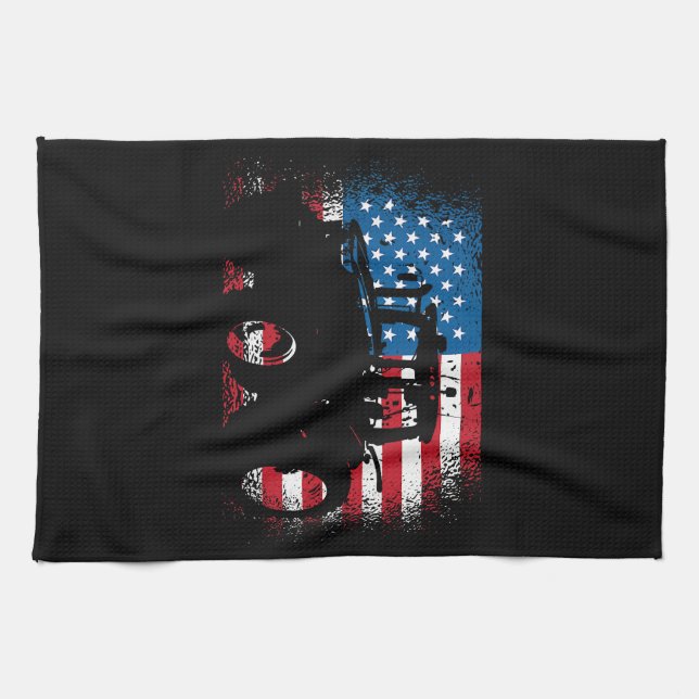 Paño De Cocina Diseño de la bandera estadounidense de Tractor par (Horizontal)