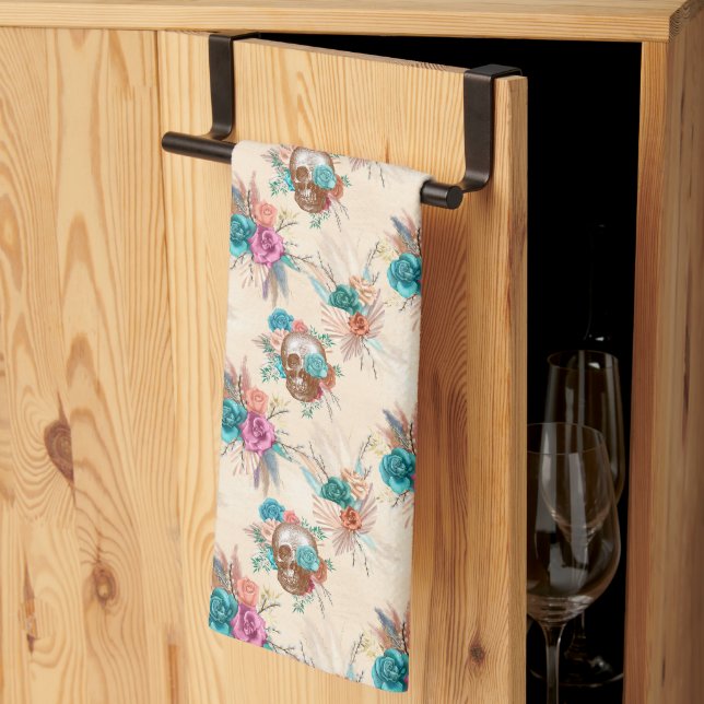 Paño De Cocina Diseño de la serie Boho Skull 3 (Pliegue de tercios)