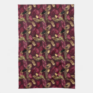 Paño De Cocina Diseño de la serie Leopardo Burgundy y Gold 12