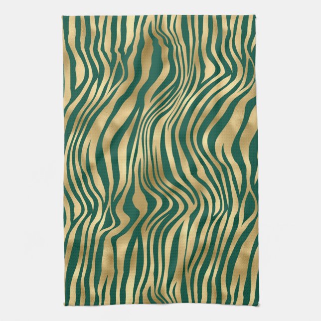 Paño De Cocina Diseño de la serie Safari de Esmeralda y Oro 4 (Vertical)
