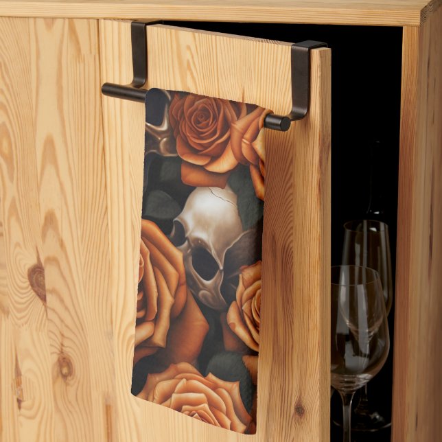 Paño De Cocina Diseño de la serie Skull y Rosas 9 (Pliegue de tercios)