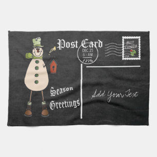 Paño De Cocina Diseño de la tarjeta postal verde estilo pizarra
