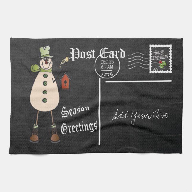 Paño De Cocina Diseño de la tarjeta postal verde estilo pizarra (Horizontal)