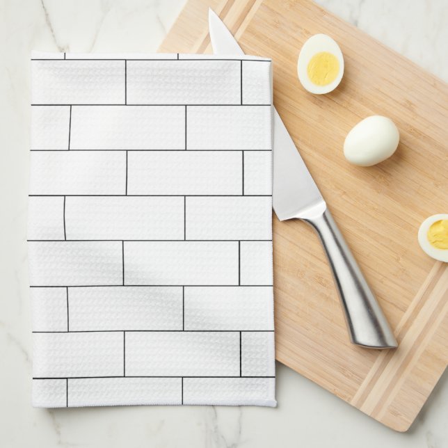 Paño De Cocina Diseño de ladrillo blanco (Doblado Cuarto)