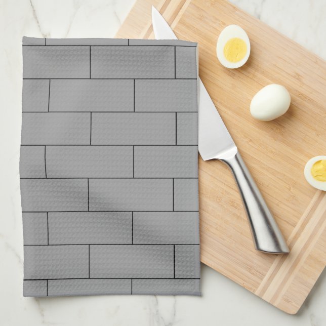 Paño De Cocina Diseño de ladrillo gris (Doblado Cuarto)