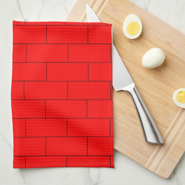 Paño De Cocina Diseño de ladrillo rojo (Doblado Cuarto)