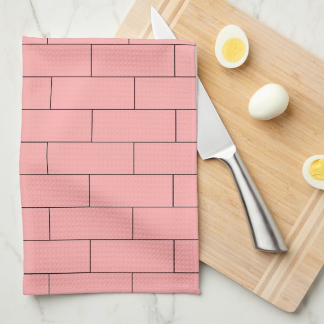 Paño De Cocina Diseño de ladrillo rosa (Doblado Cuarto)