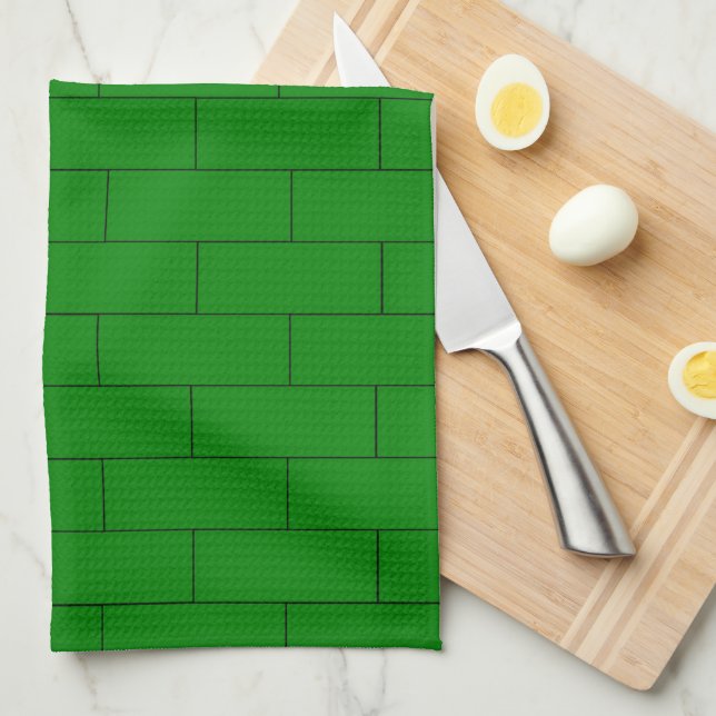 Paño De Cocina Diseño de ladrillo verde (Doblado Cuarto)