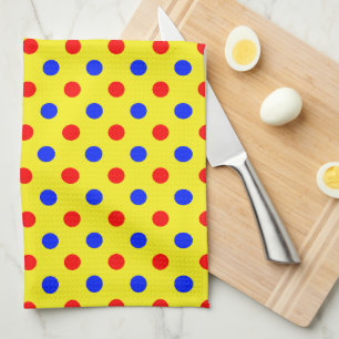 Paño De Cocina Diseño de lunares amarillos rojos y azules