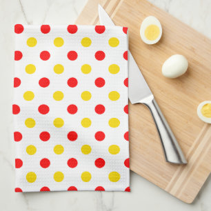 Paño De Cocina Diseño de lunares blancos rojos amarillos