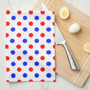 Paño De Cocina Diseño de lunares blancos rojos y azules