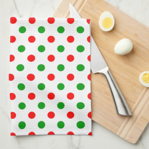 Paño De Cocina Diseño de lunares blancos rojos y verdes
