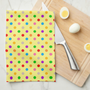 Paño De Cocina Diseño de lunares de arcoíris colorido amarillo