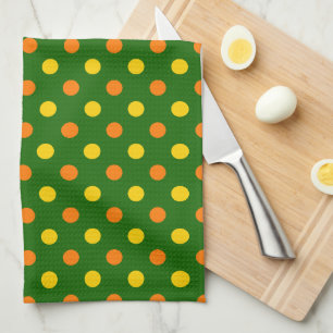 Paño De Cocina Diseño de lunares naranja amarillo verde