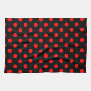Paño De Cocina Diseño de lunares rojos negros