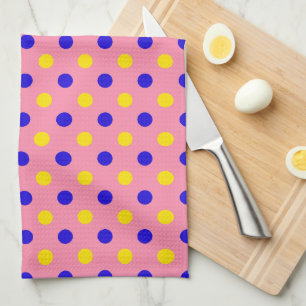 Paño De Cocina Diseño de lunares rosados azules y amarillos