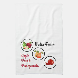Paño De Cocina Diseño de manzana, pera y granada