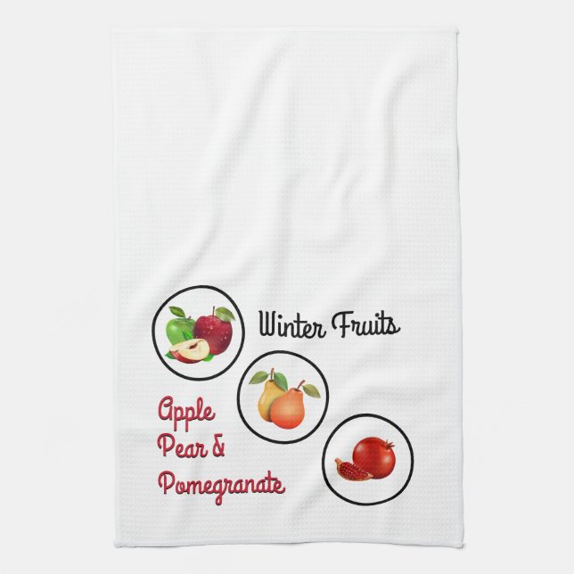 Paño De Cocina Diseño de manzana, pera y granada (Vertical)