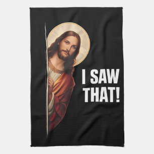 Paño De Cocina Diseño de meme cristiano divertido de Jesús "Lo vi