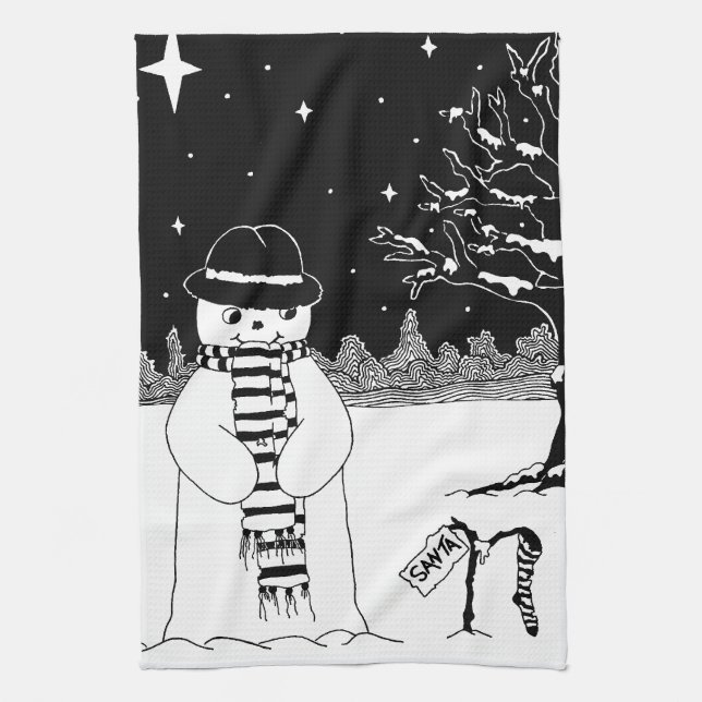 Paño De Cocina Diseño de muñequera de nieve, Navidades blancos y  (Vertical)