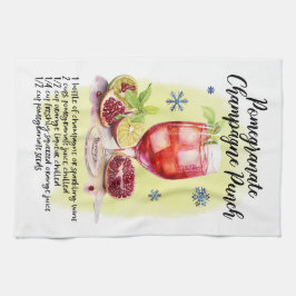 Paño De Cocina Diseño de Navidades de recetas granate de champagn