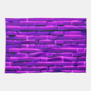 Paño De Cocina Diseño de pared de ladrillo neón futurista