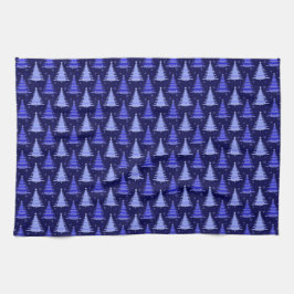 Paño De Cocina Diseño de patrón azul de árbol de Navidad