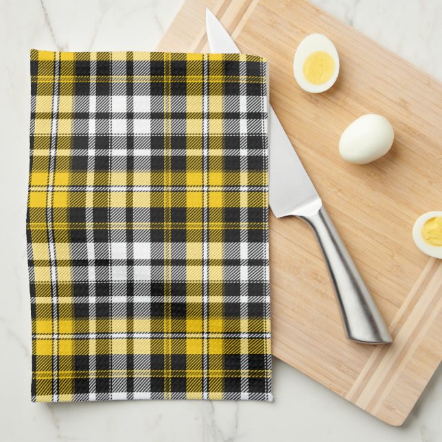 Paño De Cocina Diseño de patrón de cuadros escoceses de amarillo  (Doblado Cuarto)