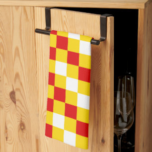 Paño De Cocina Diseño de Patrón de Cuadros Rojo Blanco Amarillo