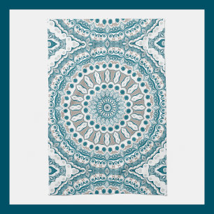 Paño De Cocina Diseño de patrón de mandala azul y bronceado
