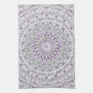 Paño De Cocina Diseño de patrón de mandala lavanda y verde