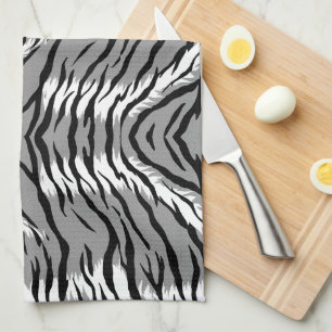 Paño De Cocina Diseño de patrón de piel de tigre gris ceniza