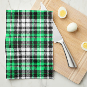 Paño De Cocina Diseño de patrón de tartán a cuadros verde negro b