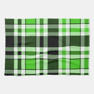Paño De Cocina Diseño de patrón de tartán de franela verde negro 